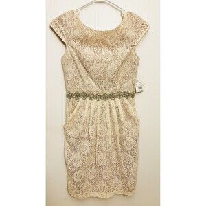 NWT David’s Bridal Short Cap Sleeve Mini Dress with Beaded Waist Size 2